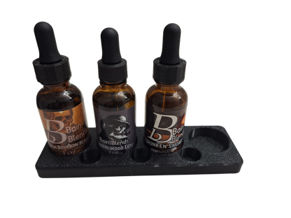 Product Caddy & Beard Primer Reservoir w/ extension and 1, 5 ML oil, custom fit comb, and 1, 1 oz oil of choice