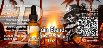 Beach Bonfire, 1 oz Beard Oil (Tobacco Fragrance, Citrus, Teakwood, Chocolate, Cinnamon, Bourbon, Charcoal, and Marshmallow) 4 Blends Available