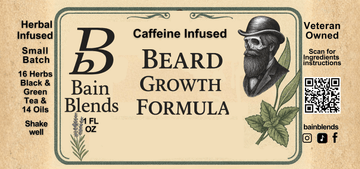 Caffeinated Botanical Beard Growth Oil, 1 oz Beard Oil (Herbal Grey beard also available)