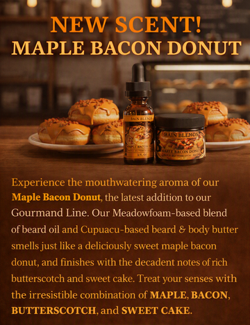 Maple Bacon Donut, Beard Products (Maple, Bacon, Butterscotch, Sweet Cake)