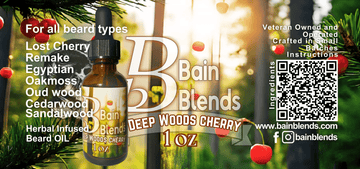 Deep Woods Cherry, 1 oz Beard Oil (Lost Cherry Dupe, Egyptian Oakmoss, Oud wood, Sandalwood, Cedarwood) 4 Blends Available