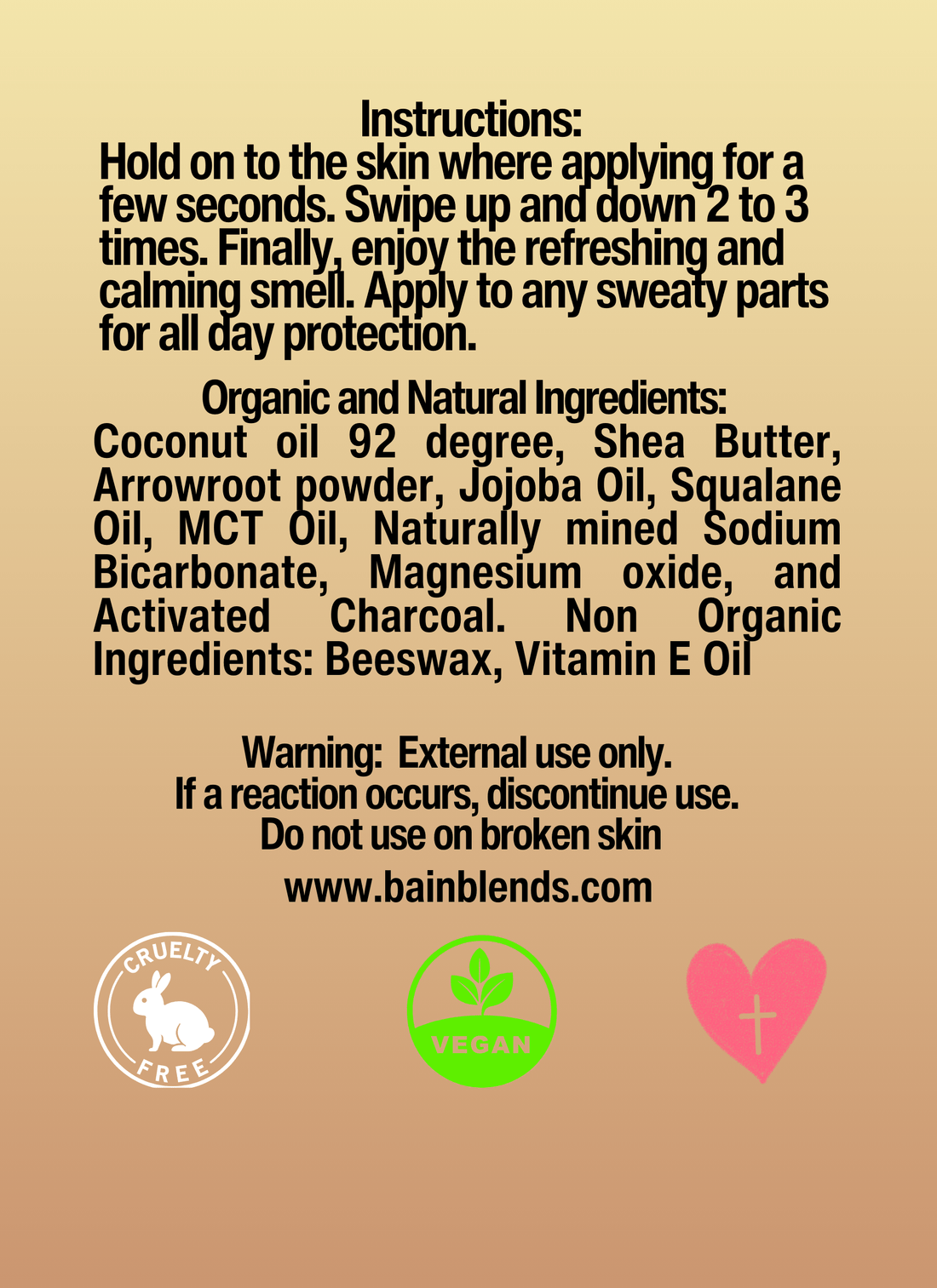 Natural Deodorant, (Sandalwood and Vanilla Fragrance)