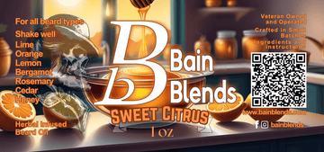 Sweet Citrus, 1 oz. Beard Oil, (Rosemary, Cedar, Bergamot, Lime, Orange, Lemon, Honey) 4 Blends Available