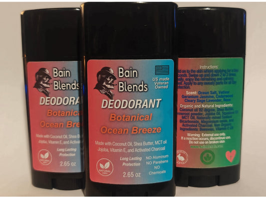 Natural Deodorant, Botanical Ocean Breeze (Vetiver, Geranium, Jasmine, Cedarwood, Clary Sage, Lavender, Rose, and Ocean Salt)