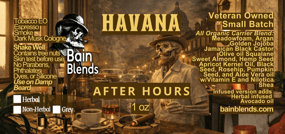 Havana After Hours, 1 oz Beard Oil (Tobacco EO, Dark Musky Cologne, Espresso, Smoke)