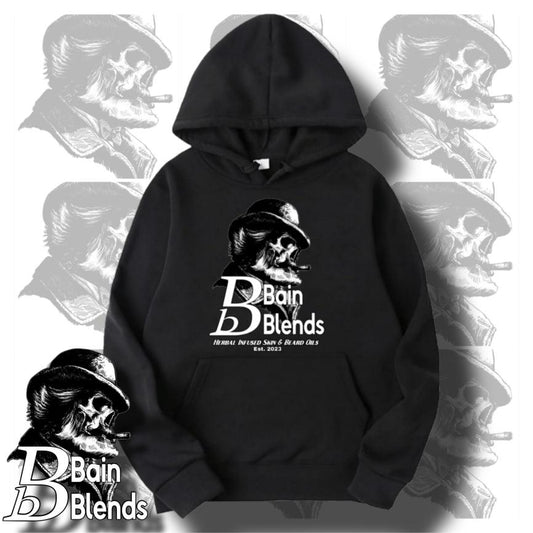 Black Hoodie, Bain Blends, S-3XL, Cotton Poly blend