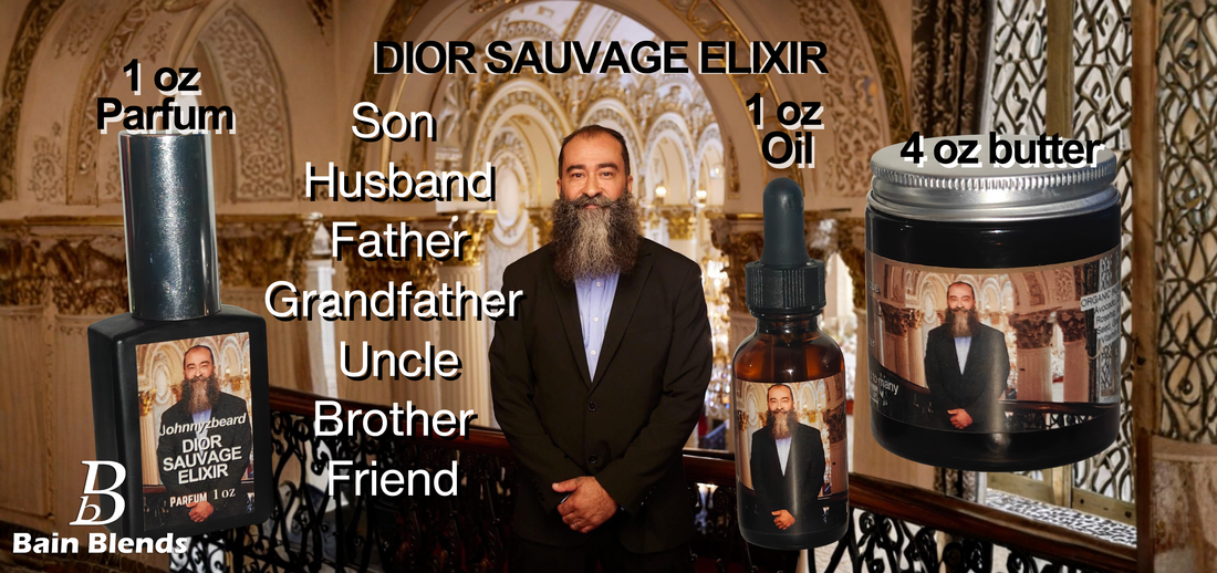 DIOR SAUVAGE ELIXIR Package (20 total), 1 oz Beard Oil, 4 oz Butter, 1 oz Parfum (fundraiser for JohnnyzBeard)