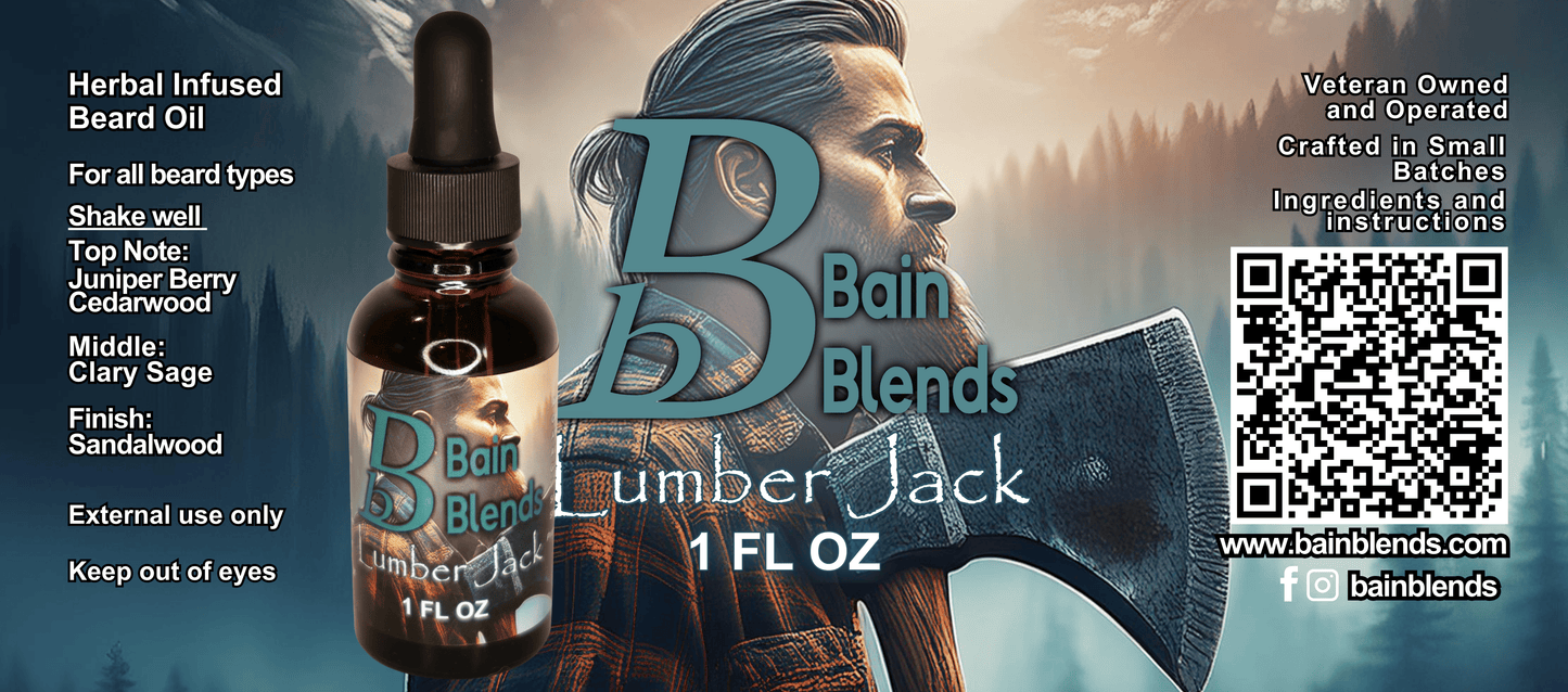 1 oz. Beard Oil, LumberJack (Clary Sage, Juniper Berry, Cedarwood, and Sandalwood)