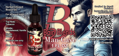1 oz. Beard Oil, Man Cave (Vanilla, Sandalwood, Sweet Tobacco)