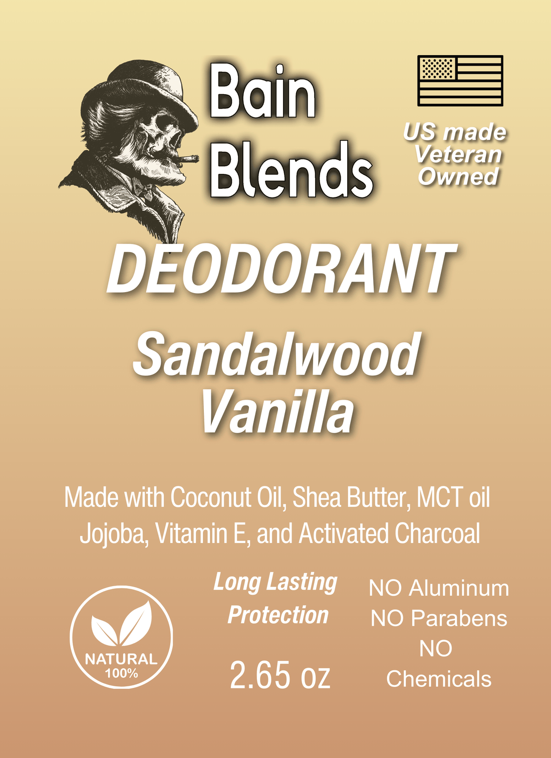 Natural Deodorant, (Sandalwood and Vanilla Fragrance)
